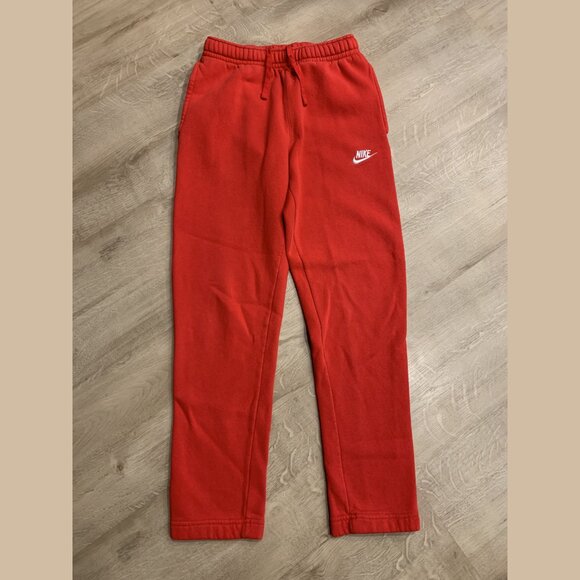 Nike Sportswear Club Fleece Pants Men's XS Xtra Small Open Hem Red Sweatpants - Picture 1 of 7